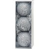 Koule MagicHome Vánoce, sada, 3 ks, stříbrná, na vánoční stromeček, 10 cm