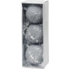 Koule MagicHome Vánoce, sada, 3 ks, stříbrná, na vánoční stromek, 8 cm