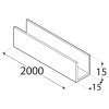 PC 25A hliníkový profil 15 x 15 x 2 x 2000 mm