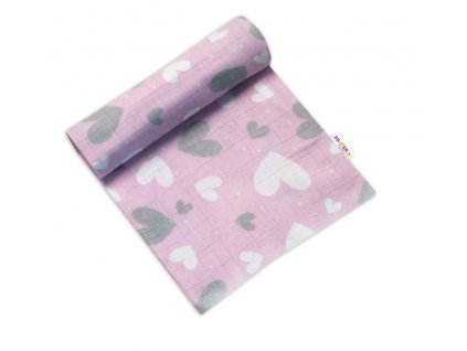 123552 212522 baby nellys kvalitni bavlnena plenka tetra premium 70x80cm srdicka v ruzove