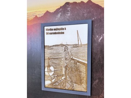 Drevený gravírovaný obraz z fotky A5