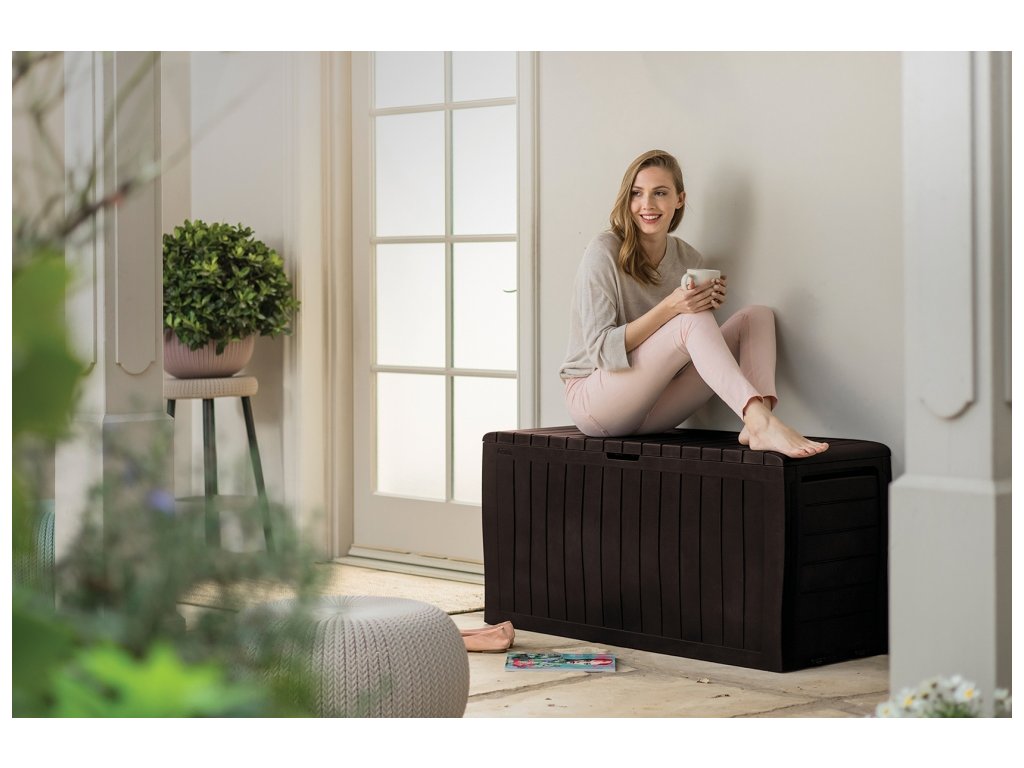 Prosperplast Uniqubo Aufbewahrungskorb 55L - Multifunktionaler Korb Mit Holzdeckel