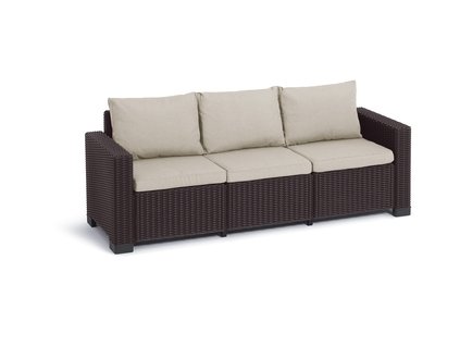 Třímístná zahradní pohovka KETER California 3-Seater Sofa - 199 x 68 x 72 cm - hnědá / krémová