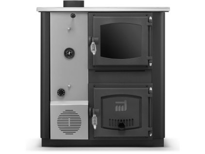 Kuchyňská kamna / kotel s výměníkem TEMY PRO 30 kW - levá, černá