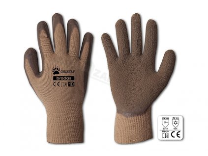 Zateplené pracovní rukavice Grizzly latex - vel. 10