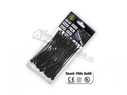 Stahovací pásky plastové 2,5x200mm BRADAS UV BLACK - 100ks