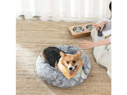 FEANDREA pelíšek pro psa nebo kočku, měkký PV sametový povrch, 70 cm - šedá barva