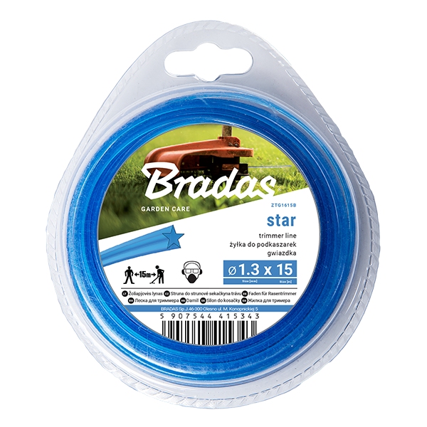 Žací struna BRADAS Trimmer 2,4 mm x 15 m hvězdice