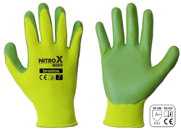 Ochranné rukavice Bradas NITROX MINT, vel. 7