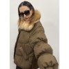 Dámská zimní perová bunda s liščí kožešinou