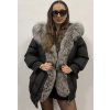 Dámská zimní perová bunda s kapuci a liščí kožešinou
