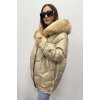 Dámská zimní perová bunda s kapuci a liščí kožešinou