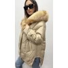 Dámská zimní perová bunda s kapuci a liščí kožešinou