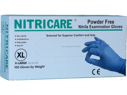 Vyšetřovací nitrilové rukavice Nitricare modré 100ks (Varianta S)