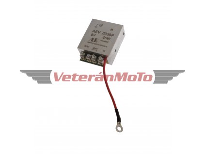 Elektronický regulátor AEV 6V 45W dynama s pólem + včetně schéma zapojení - nahrazuje mechanický regulátor - Česká výroba KROMĚŘÍŽ