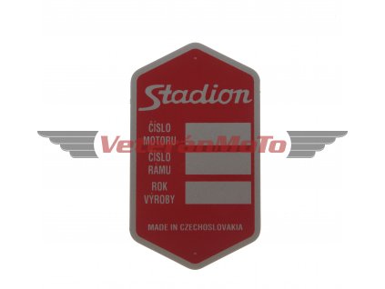 Štítek výrobní - rámu - tištěný - červený STADION