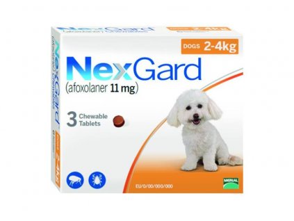 NexGard S ( 2 4 kg ) 11 mg žuvacie tablety 3 x 1 tbl.