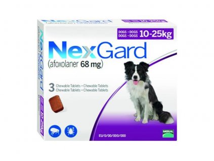 NexGard L ( 10 25 kg ) 68 mg žuvacie tablety 3 x 1 tbl.