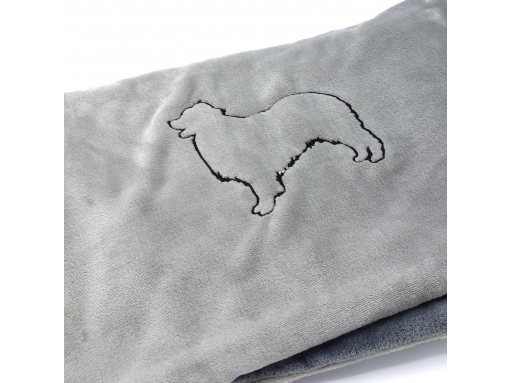 Luxusní plyšová deka pro psy - Australský ovčák - 100x75 cm - šedá