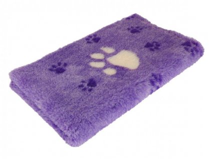 Pelíšek pro psy VetBedding Premium - výška 30 mm (fialová – fialové malé a bílé velké tlapky) (Velikost 160 x 100 cm)