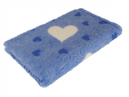Pelíšek pro psy VetBedding Premium - výška 30 mm (modrá – modré malé a bílé velké srdce)