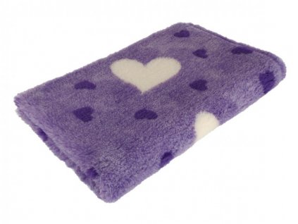 Pelíšek pro psy VetBedding Premium - výška 30 mm (fialová – fialové malé a bílé velké srdce) (Velikost 160 x 100 cm)