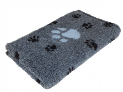 Pelíšek pro psy VetBedding Premium - výška 30 mm (šedá – černé malé a světle modré velké tlapky) (Velikost 160 x 100 cm)