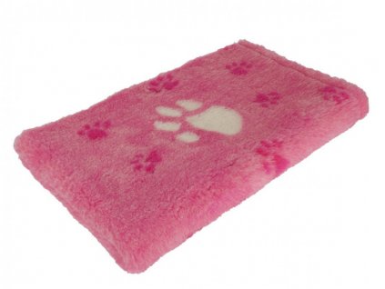 Pelíšek pro psy VetBedding Premium - výška 30 mm (růžová – růžové malé a krémové velké tlapky) (Velikost 160 x 100 cm)