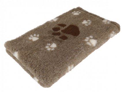 Pelíšek pro psy VetBedding Premium - výška 30 mm (hnědá – krémové malé a tmavě hnědé velké tlapky) (Velikost 160 x 100 cm)