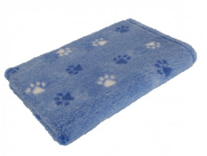Pelíšek pro psy VetBedding Premium - výška 30 mm (světle modrá – bílé a modré tlapky) (Velikost 160 x 100 cm)
