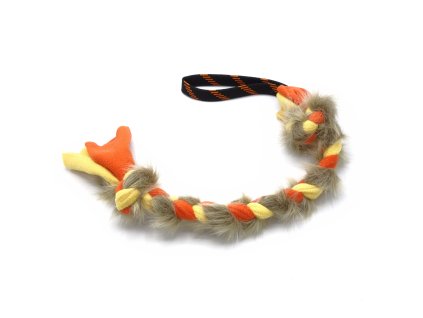 Fleecové Přetahovadlo pro psy s umělou kožešinou - 40 cm (oranžovo-žlutá)