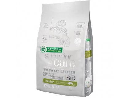 Granule pro bílé psy malých plemen Nature's Protection Superior Care Junior Grain Free White Fish 1,5 kg