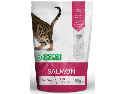 Kapsička pro kočky Nature's Protection Sterilised with Salmon 100g
