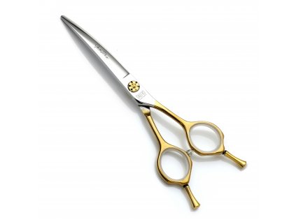 Nůžky TPL Janita Plunge line 16 cm (6.25") zahnuté - zlaté kroužky