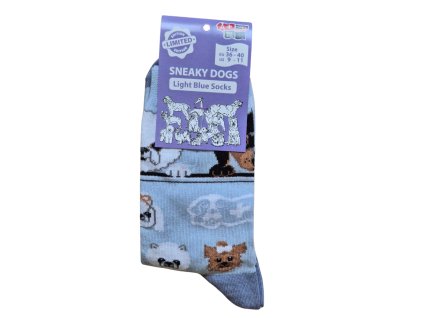World Dog Show 2023 bavlněné ponožky světle modré se štěňaty (Velikost vel. 36-40)