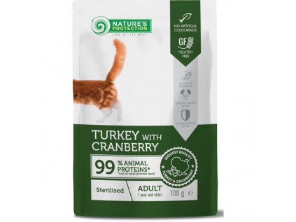 Kapsička pro kočky Nature's Protection Sterilised Turkey and Cranberry 100g