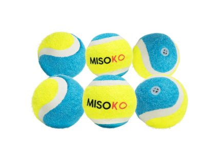 ANHMSK70124 1 hracka pro psy misoko tenisove micky se zvukem 6 ks 38 cm zluta modra