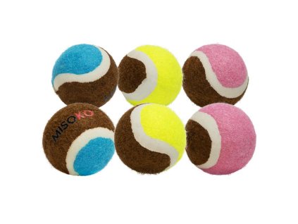 ANHMSK70127 1 hracka pro psy misoko tenisove micky 6 ks 45 cm ruzova modra zluta