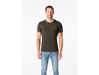 DAVOS Pánské tričko slim dark khaki