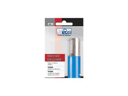 B0674 1 trimovaci nuz medium modry idealdog na zada a nohy pro levoruke