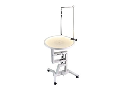 LPR30JRPGM 2 strihaci air lift stul jirpet bily podsviceny prumer 60 cm x 72 102 cm pouzito na soutezi groomasters