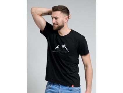 BONDY Pánské tričko černé s potiskem Láska hory přenáší M