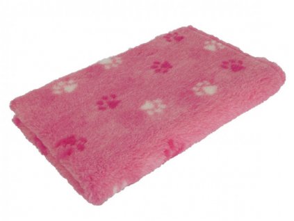 Pelíšek pro psy VetBedding Premium - výška 30 mm (růžová – bílé a růžové tlapky) (Velikost 160 x 100 cm)