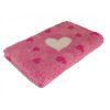 Pelíšek pro psy VetBedding Premium - výška 30 mm (růžová – růžové malé a bílé velké srdce)