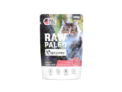 RAW PALEO ADULT/STERILISED CAT PORK 100g - mokré krmivo pro dospělé a sterilizované kočky - vepřové