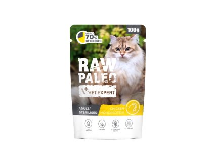 RAW PALEO ADULT/STERILISED CAT CHICKEN 100g - mokré krmivo pro dospělé a sterilizované kočky - kuřecí