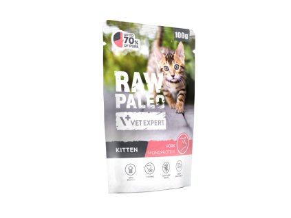 RAW PALEO KITTEN CAT PORK 100g - mokré krmivo pro koťata - vepřové maso
