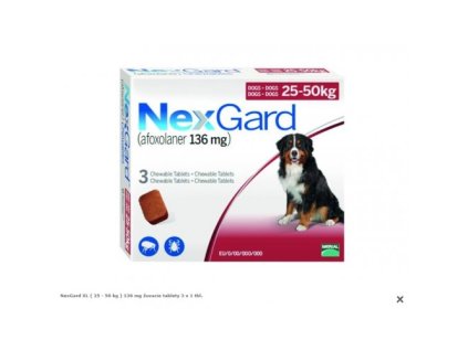 NexGard XL ( 25 - 50 kg ) 136 mg žuvacie tablety 3 x 1 tbl.