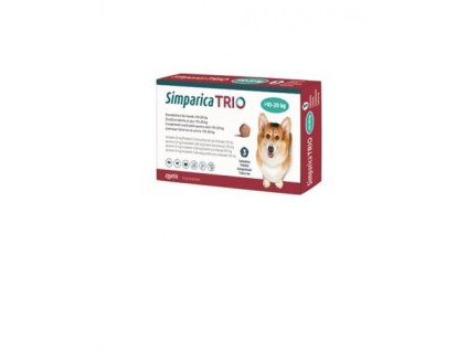 Simparica Trio >10–20 kg žuvacie tablety pre psy, 3 tbl.