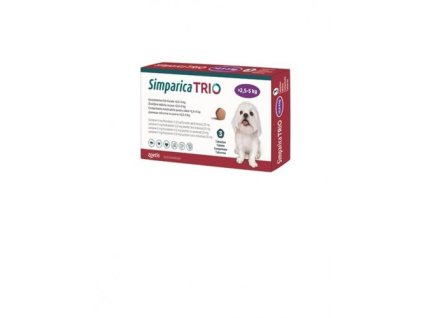 Simparica Trio >2,5–5 kg žuvacie tablety pre psy, 3 tbl.